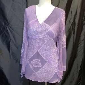 Purple chiffon shirt with silk lining
